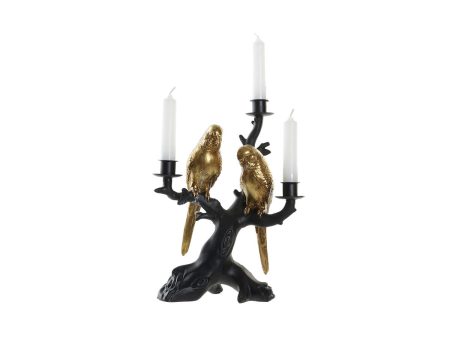 Candle Holder DKD Home Decor Black Golden Resin Parrot Tropical 22,5 x 13 x 29,5 cm Fashion