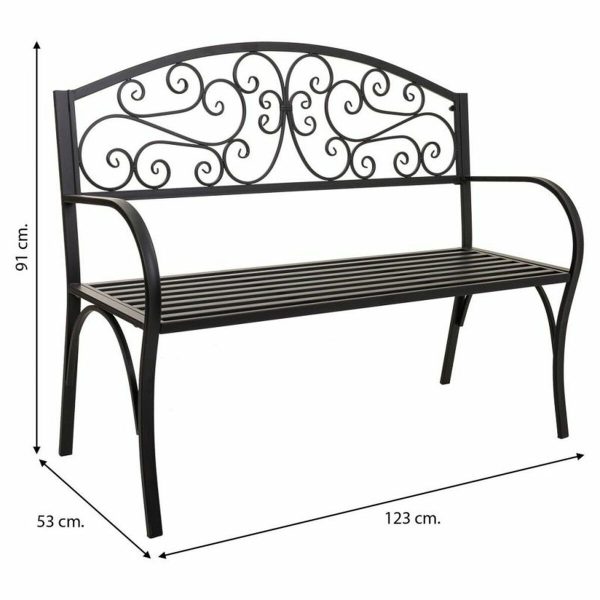 Bench Alexandra House Living Black Iron 53 x 91 x 153 cm For Sale