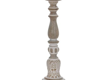 Candle Holder White Natural Iron Mango wood 14 x 14 x 45,72 cm Discount