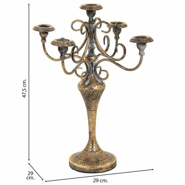 Candle Holder Alexandra House Living Gold Iron 29 x 47 x 29 cm Cheap