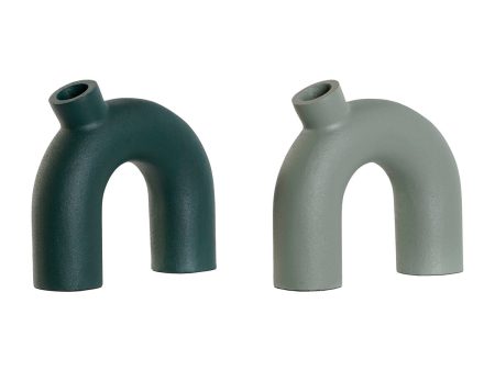 Vase Home ESPRIT Green Aluminium 19 x 5 x 17 cm (2 Units) Cheap