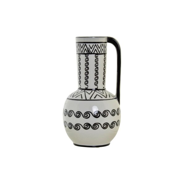 Vase DKD Home Decor 15 x 15 x 28 cm Porcelain Black White Colonial Online Sale