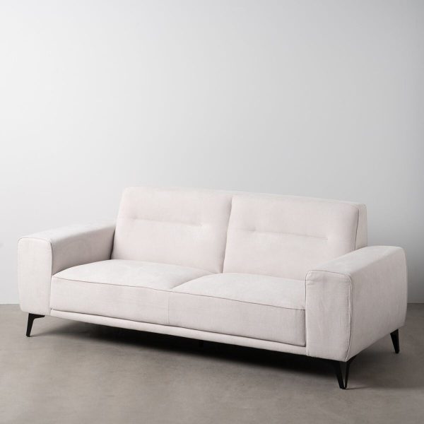 3-Seater Sofa Cream Wood 220 x 87 x 85 cm Online