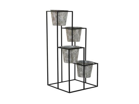 Planter DKD Home Decor Grey Metal Worn 34 x 34 x 71 cm Circular Online