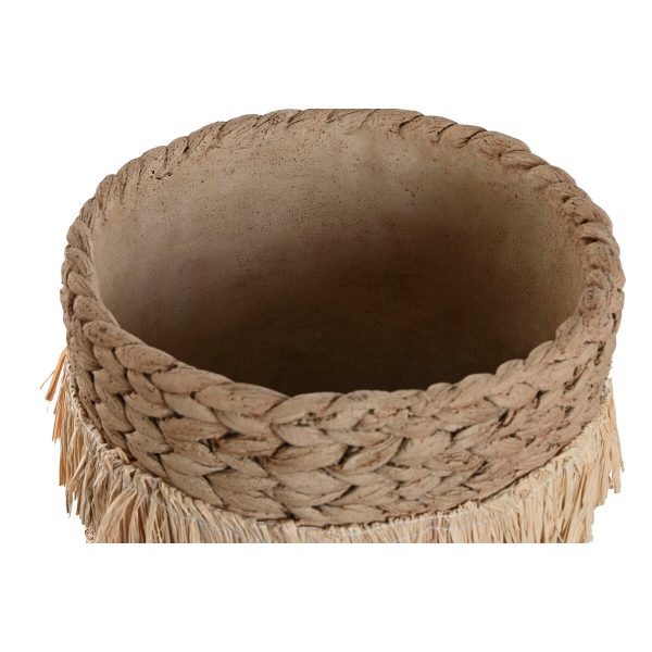 Set of Planters Home ESPRIT Brown Raffia Cement Tropical 23 x 22 x 25 cm Online