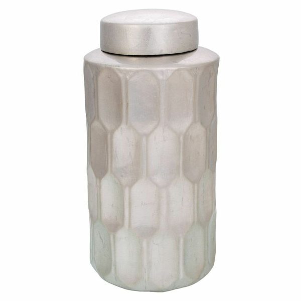 Vase Alexandra House Living Silver Ceramic 18 x 37 x 18 cm For Sale