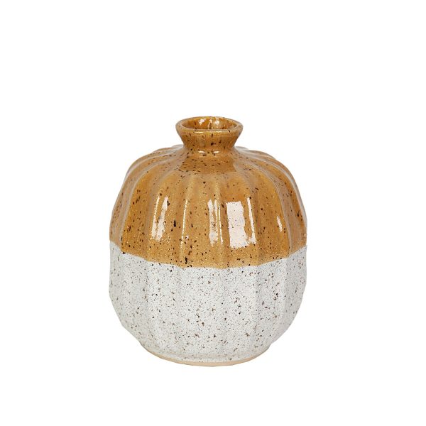 Vase Romimex Yellow White Ceramic 19 x 22 x 19 cm Sale