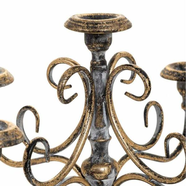 Candle Holder Alexandra House Living Gold Iron 29 x 47 x 29 cm Cheap