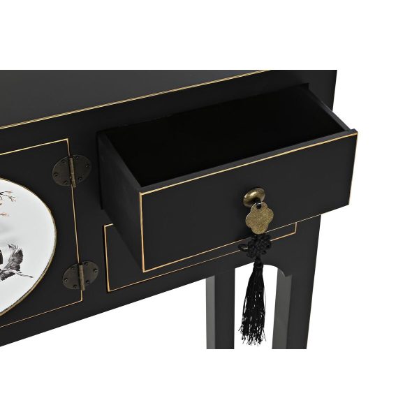 Console DKD Home Decor White Black Golden Metal Fir MDF Wood 63 x 28 x 83 cm Discount