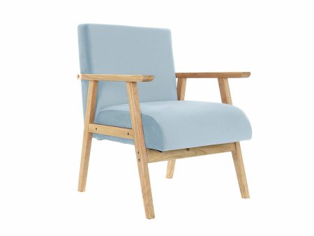 Armchair DKD Home Decor Polyester Sky blue MDF Wood (61 x 63 x 77 cm) on Sale