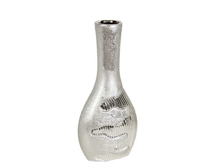 Vase Romimex Silver Ceramic 15 x 33 x 8 cm Fashion