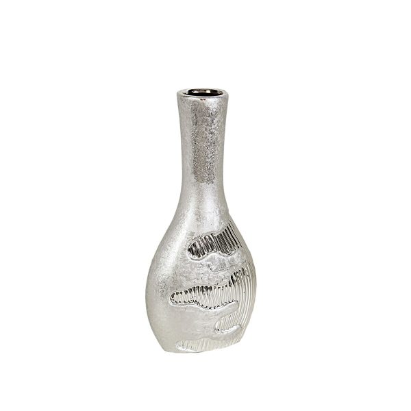 Vase Romimex Silver Ceramic 15 x 33 x 8 cm Fashion