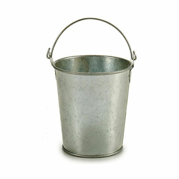 Planter Bucket Silver Zinc 15,5 x 11 x 11 cm (72 Units) Fashion