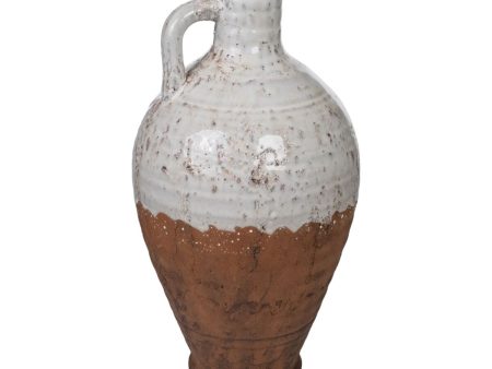 Vase Romimex White Terracotta Rustic 20 x 38 x 20 cm With handle Discount