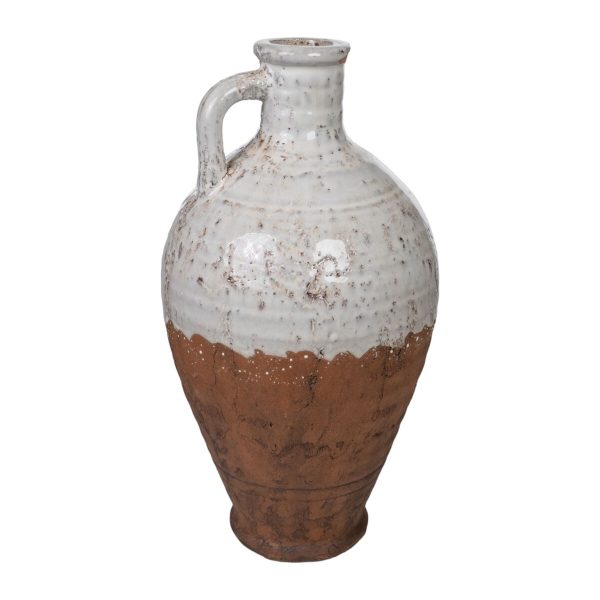 Vase Romimex White Terracotta Rustic 20 x 38 x 20 cm With handle Discount