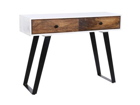 Console DKD Home Decor Metal White Mango wood 105 x 35 x 77 cm Discount