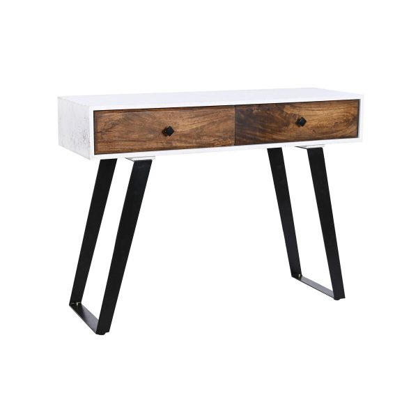 Console DKD Home Decor Metal White Mango wood 105 x 35 x 77 cm Discount