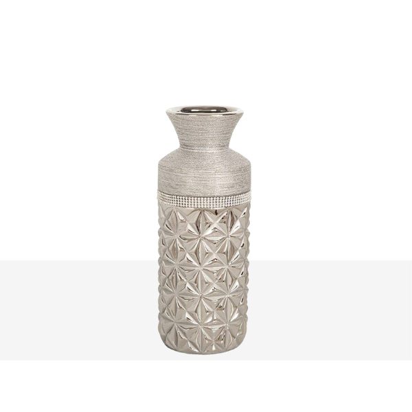 Vase Romimex Silver Ceramic 11 x 30 x 11 cm Sale