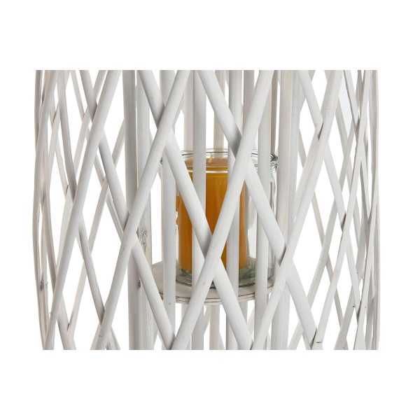 Candleholder Home ESPRIT White wicker Crystal 34 x 34 x 80 cm Online Hot Sale