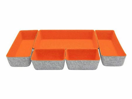 Basket set Confortime 5 Pieces Felt 27,5 x 20 x 5,3 cm (5 Pieces) (6 Units) Online Hot Sale