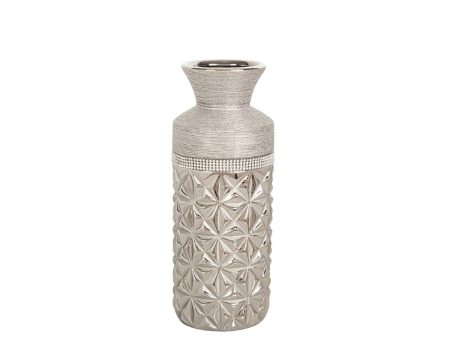 Vase Romimex Silver Ceramic 11 x 30 x 11 cm Sale