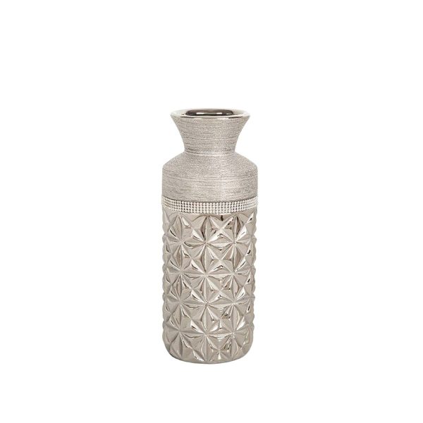 Vase Romimex Silver Ceramic 11 x 30 x 11 cm Sale