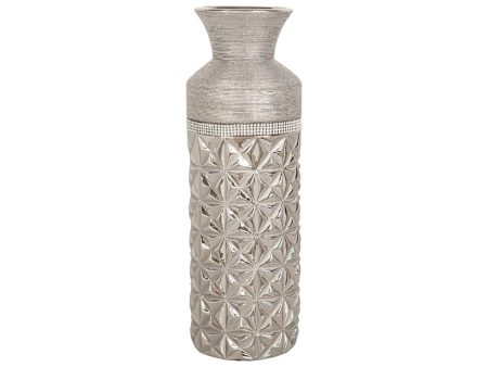 Vase Romimex Silver Ceramic 13 x 40 x 13 cm Hot on Sale