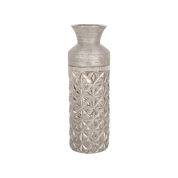 Vase Romimex Silver Ceramic 13 x 40 x 13 cm Hot on Sale