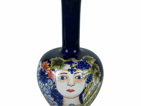 Vase DKD Home Decor Face Porcelain Blue Multicolour 17 x 17 x 30 cm Fashion