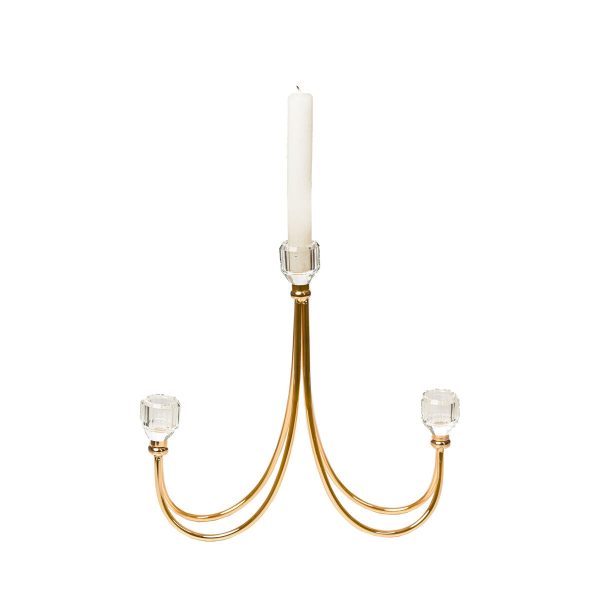 Candle Holder Romimex Golden Metal Glass 26 x 28 x 8 cm Supply