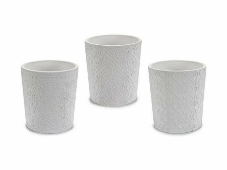 Planter Pattern White Ceramic 12,3 x 12 x 12,3 cm (144 Units) Online Hot Sale