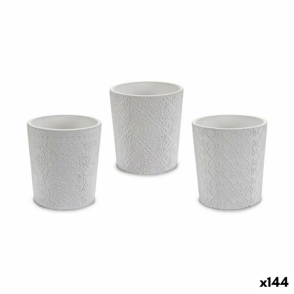 Planter Pattern White Ceramic 12,3 x 12 x 12,3 cm (144 Units) Online Hot Sale