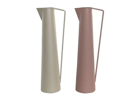 Vase DKD Home Decor 15 x 11 x 45 cm Beige Pink Iron (2 Units) Sale