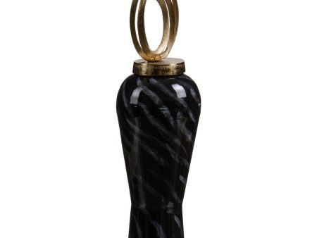 Vase Crystal Black Golden Metal 15 x 15 x 46 cm Online Sale