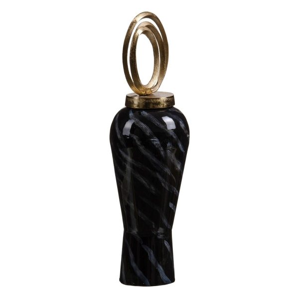 Vase Crystal Black Golden Metal 15 x 15 x 46 cm Online Sale