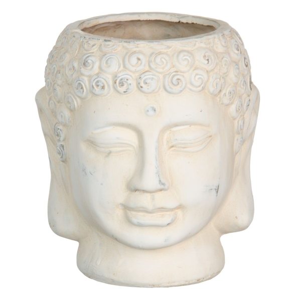 Planter Cream Terracotta Buddha Oriental 14 x 14 x 15,5 cm Hot on Sale