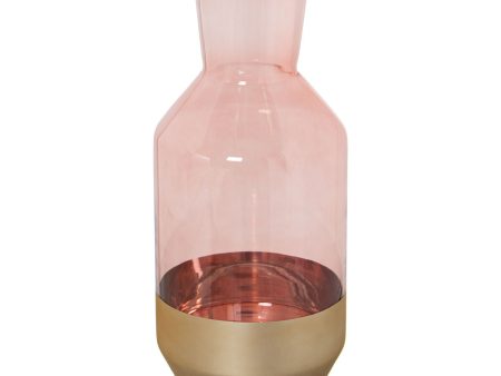 Vase Alexandra House Living Pink Golden Crystal 12 x 25 cm Hot on Sale