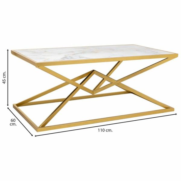 Centre Table Alexandra House Living Gold Metal Paper Iron MDF Wood 60 x 45 x 110 cm Hot on Sale