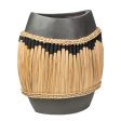 Vase Romimex Black Natural Ceramic Natural Fibre 40 x 40 x 24 cm Online