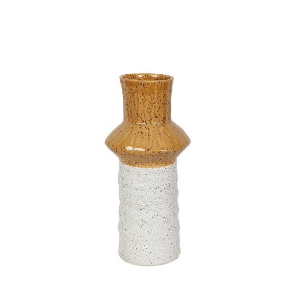 Vase Romimex Yellow White Ceramic 17 x 34 x 17 cm For Discount