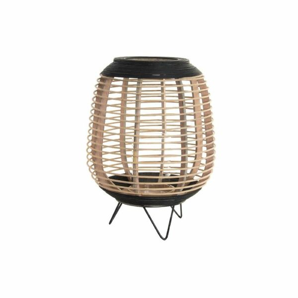 Candleholder DKD Home Decor Crystal Black Metal Brown Bamboo (32 x 32 x 43 cm) Online Sale