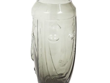 Vase Romimex Grey Glass Face 9 x 25 x 9 cm Online Hot Sale