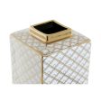 Vase DKD Home Decor 14,5 x 14,5 x 30 cm Porcelain Golden White Hot on Sale