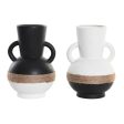 Vase DKD Home Decor 16,5 x 16,5 x 24 cm Ceramic Black Brown Rope White (2 Units) Online Hot Sale