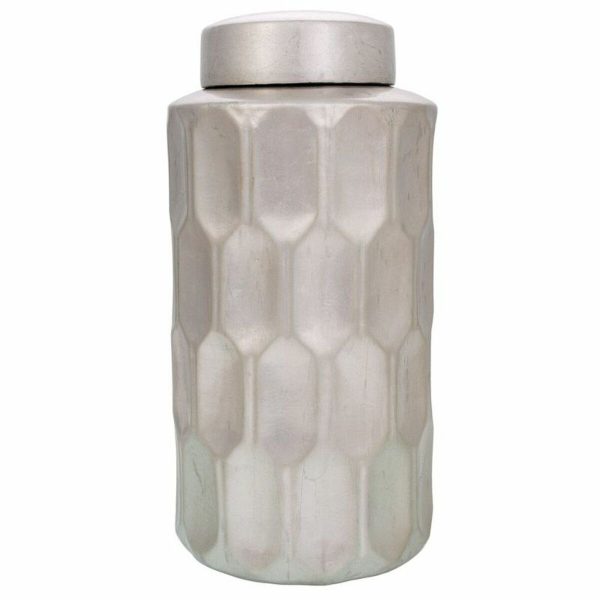 Vase Alexandra House Living Silver Ceramic 18 x 37 x 18 cm For Sale